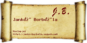 Jankó Borbála névjegykártya